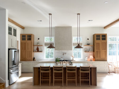 Flush inset, Albany doors, Hearthstone Grey & Standard White Oak with Nutmeg wiping stain
